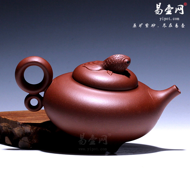 【鱼跃壶】宜兴紫砂壶名家 倪新安紫砂壶 原矿红皮龙