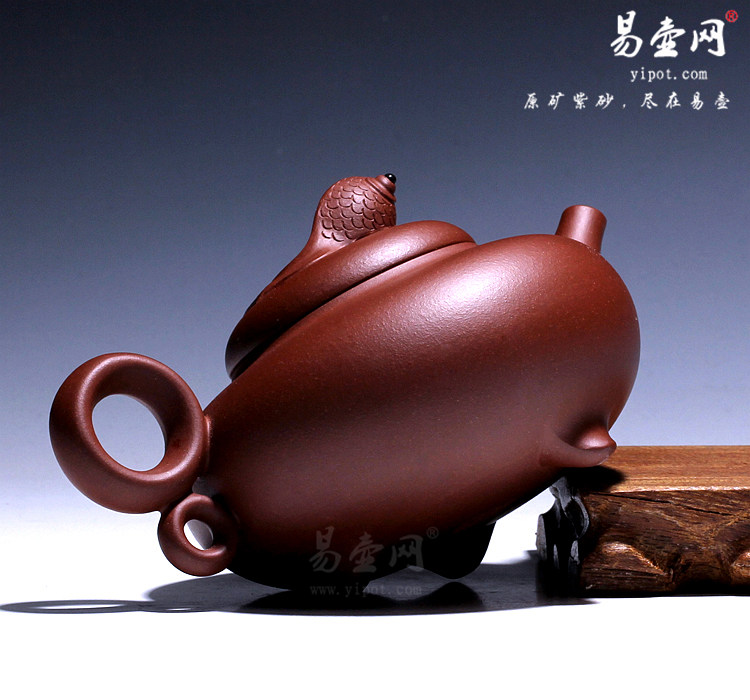 【鱼跃壶】宜兴紫砂壶名家 倪新安紫砂壶 原矿红皮龙