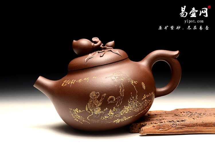 徐俊英紫砂壶，一厂老紫泥紫砂茶壶，寿桃壶图片